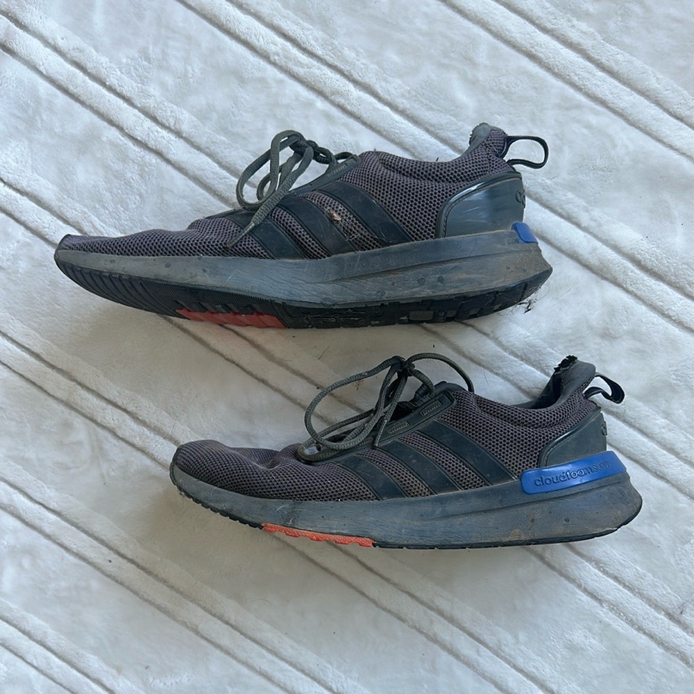 Adidas Charcoal and Blue Running Shoes